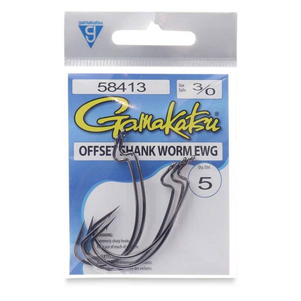 Ganci Gamakatsu EWG Offset Worm – Colore Nero – Scegli Misura #4 #2 1/0