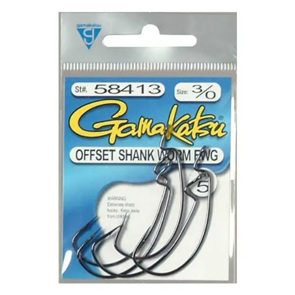 Gamakatsu Offset shank worm hook size 5/0 4/0 3/0 2/0 1/0 NSB