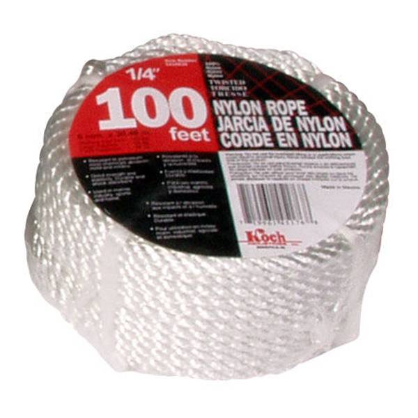1/4 in. x 100 ft. White Twisted Nylon Rope