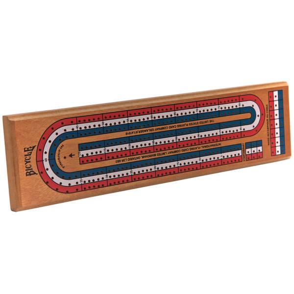 Bicycle 3-Track Color Coded Wooden Cribbage Board Games 