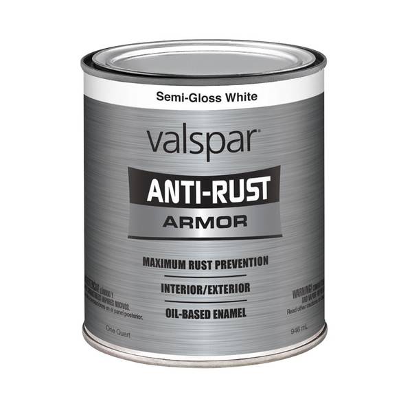 Valspar 1 Quart Anti Rust Oil Based Enamel Paint, Semi Gloss White 44