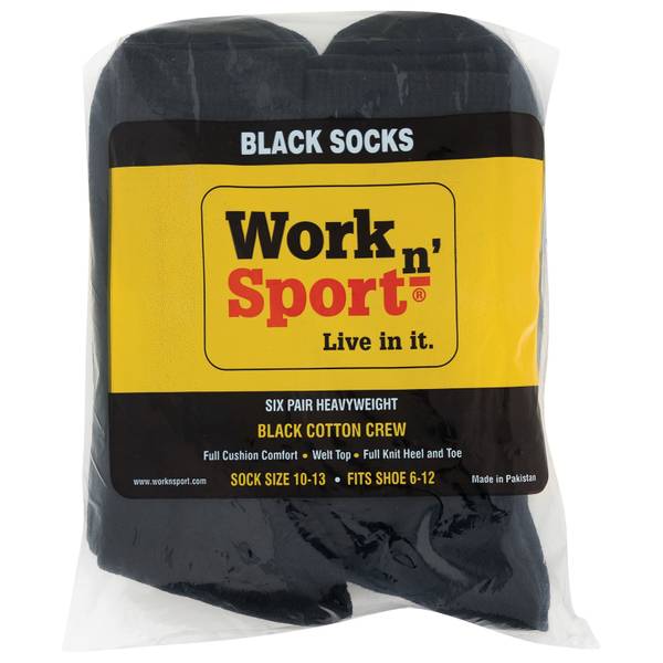 Work n' Sport Men's 6Pack Heavyweight Crew Socks 009JKBL Blain's