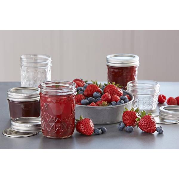 Ball 12-Pack Regular Mouth Quilted Crystal 8 oz Mason Jars -  1440081200/706100010