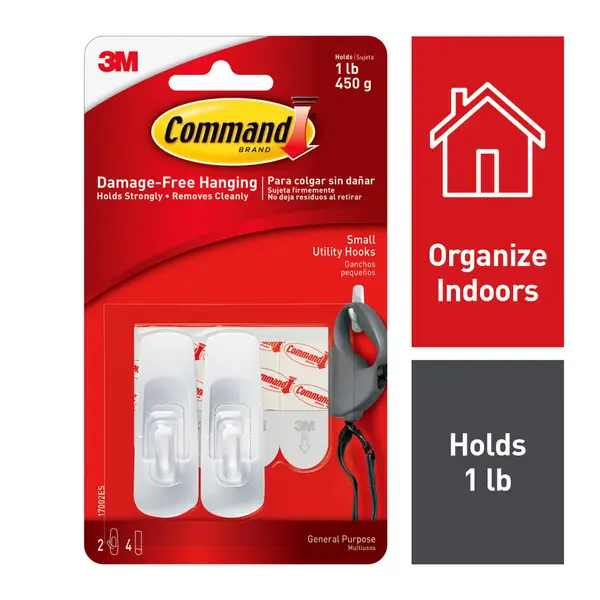 Command 2-Count Small General Purpose Utility Hooks - 17002ES