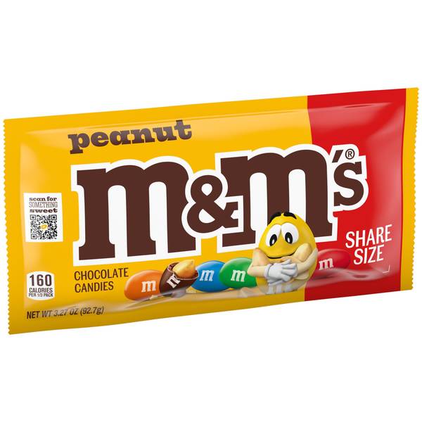 M&M's 3.27 oz Peanut Milk Chocolate Candy Share Size Bag - 509736