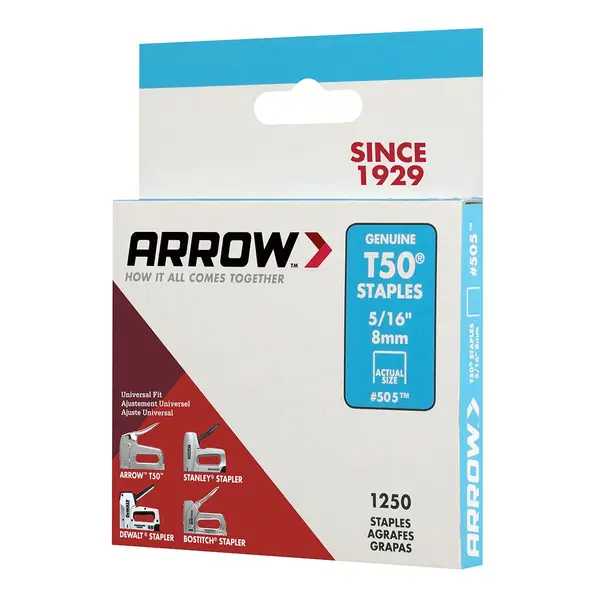 2 T50 Staples Steel 1250//Pack Arrow Fastener 505 50524 5//16/" 8mm