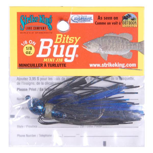 Strike King Bitsy Bug Jig Blue and Black Fish Lure - BBJ14-2