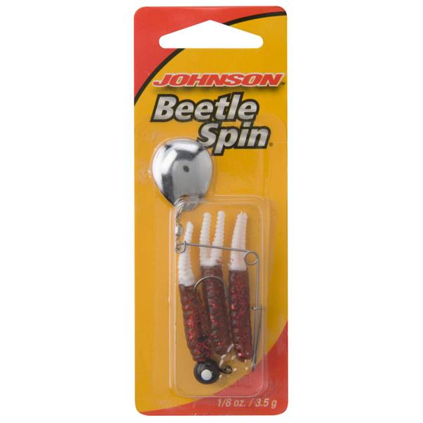Johnson Red and White Beetle Spin Fishing Lures - 1062230