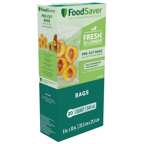 FoodSaver 1-Quart Precut Vacuum Seal Bags with BPA-Free Multilayer  Construction for Food Preservation, 44 Count