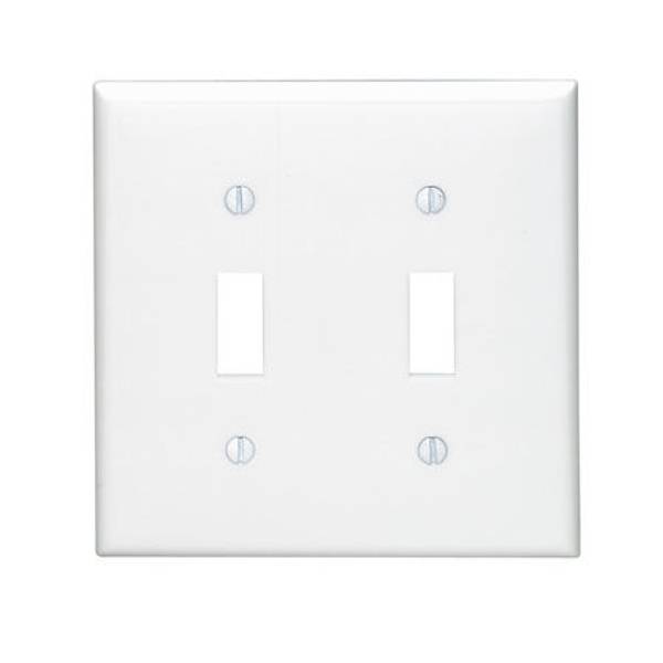 Leviton 2 Gang 2 Toggle Switch Nylon Wallplate, White - 002-80709-00W ...