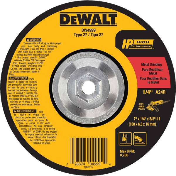 Photo of 4-1/2"x1/4" HP Metal Grinding Wheel