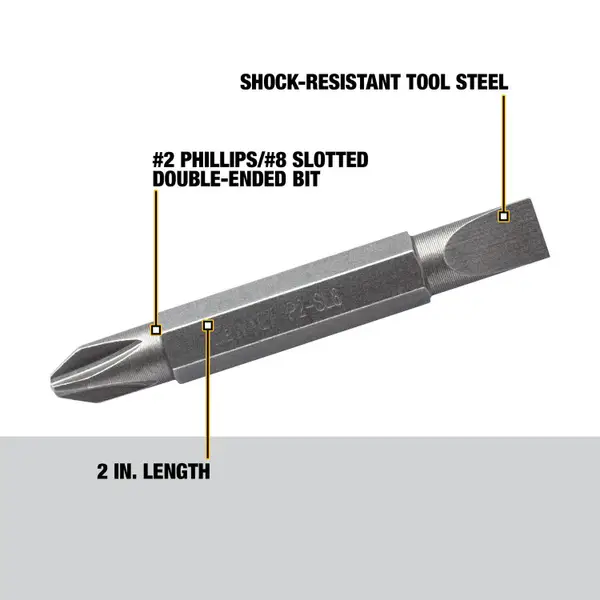 Black+Decker® DW2024 Double End Screwdriver Bit, #2 x #8 Phillips