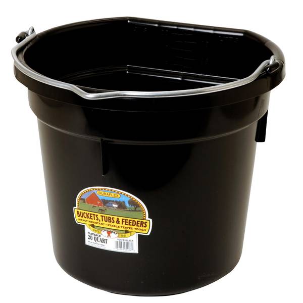 Little Giant 20 Qt Flat Back Plastic Bucket P20FBBlack6 Blain's