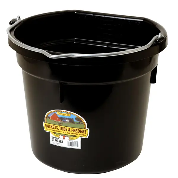 Little Giant Flat Back Plastic Bucket - P20FBBlack6 | Blain's Farm