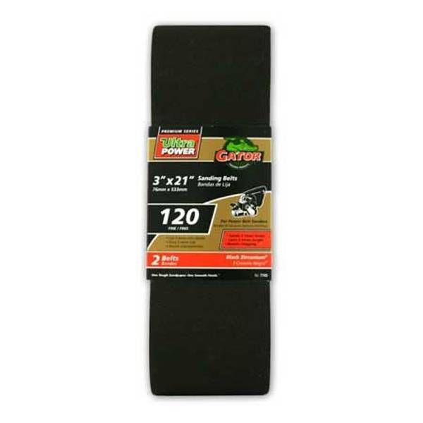 Gator 3" x 21" Black Zirconium Sanding Belt 2 Pack, 120 7743 Blain