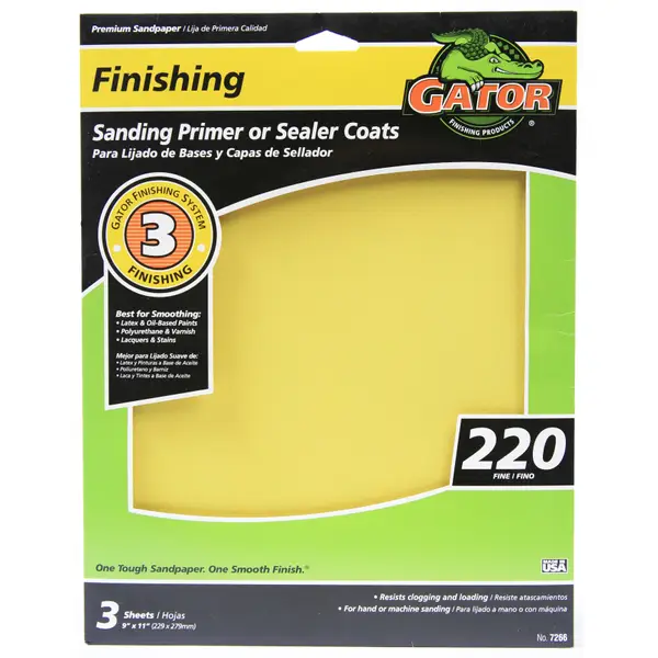 Gator 7266 Multi-Surface Finishing Sanding Sheets, 220-Grit