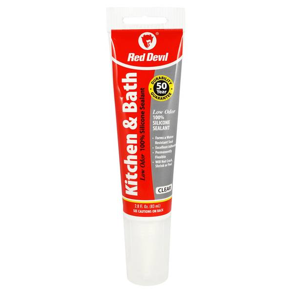 Red Devil Kitchen and Bath Low Odor Silicone Sealant, Clear 0885