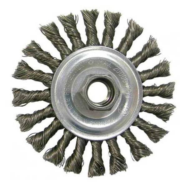 Weiler Vortec Pro Standard Twist Knot Wire Wheel With Threaded Arbor 4 36012 Blains Farm 8163