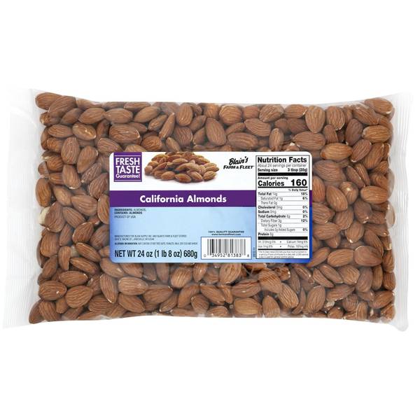 Blain's Farm & Fleet 24 oz California Almonds 639286 Blain's Farm