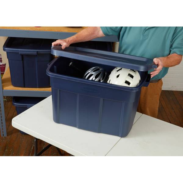 Rubbermaid Roughneck Storage Totes 25 Gal, Large Durable Stackable  Containers, Great for Garage Organization, Clothing and More, 4-Pack 