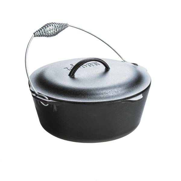 Lodge 5 Quart Cast Iron Dutch Oven, With Spiral Bail Handle