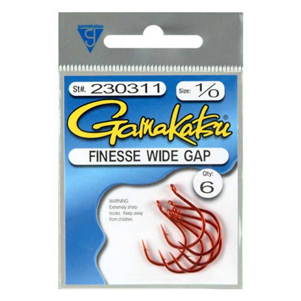 Gamakatsu 230310 Finesse Wide Gap Loose Hook (6 Pack), Size 1, Red