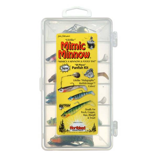 Northland Fishing Tackle Mimic Minnow Panfish Lure Kit, Assorted Size &  Color Pre-Rigged Swimbait Kit for Crappie, Bluegill, & Perch Fishing, 24