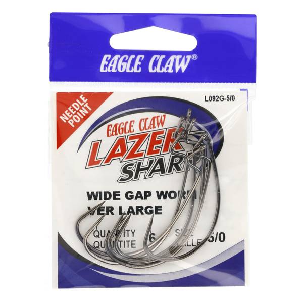Eagle Claw Lazer Sharp Size 3/0 EWG Worm Hook - L092GH-5/0