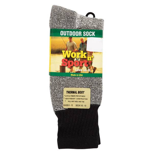 Work n' Sport Men's Thermal Marled Socks - K4001BLKBL-10-13 | Blain's ...