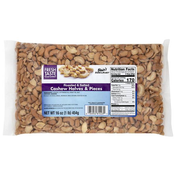 Photo of 16 oz Roasted and Salted Cashew Halves/Pieces