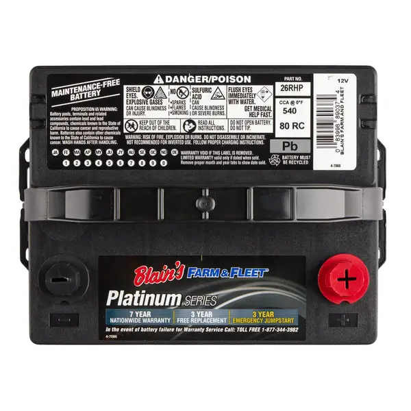 Blain's Farm & Fleet Platinum Automotive Battery, Group Size 26R, 540 CCA,  80 RC - 26RHP | Blain's Farm & Fleet