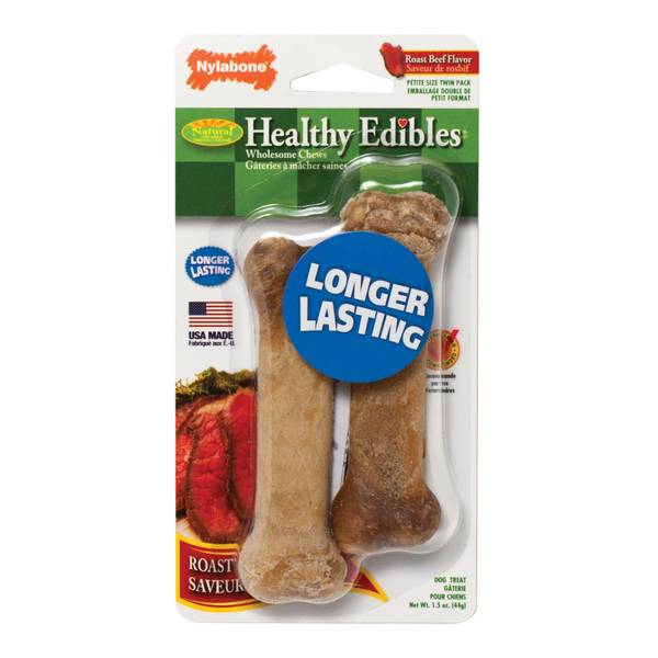Nylabone Healthy Edibles Roast Beef Flavored Bones, Petite 2