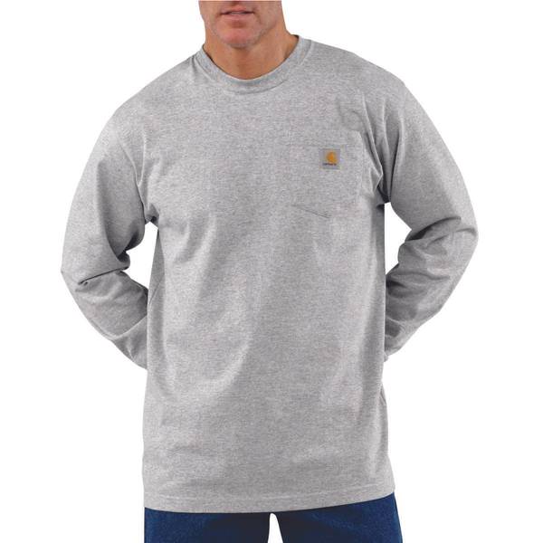 Carhartt Men's Long Sleeve Workwear Pocket T-Shirt, Heather Grey, XL ...