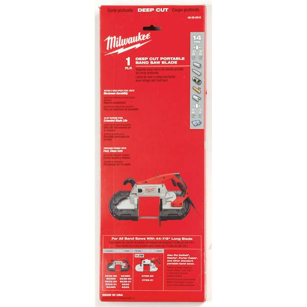 Milwaukee 14 TPI Standard Deep Cut Portable Band Saw Blade 2pk 48-39-0514 for sale online 