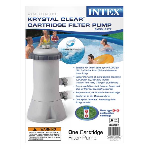 Intex 28637EG 1000 GPH Krystal Clear Cartridge Pool Filter Pump 