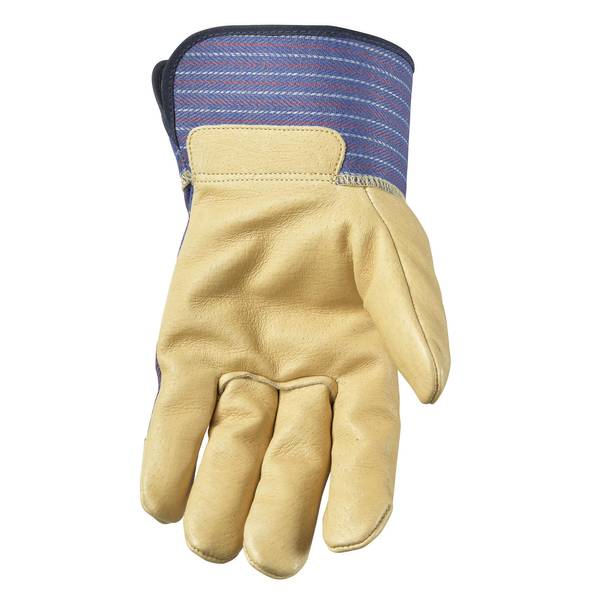 Wells Lamont Heavy Duty Work Gloves with Leather Palm, Medium (Wells Lamont  3300M), Blue/Tan