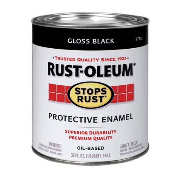 RustOleum 1 Quart Protective Gloss Enamel Oil Based Paint, Black