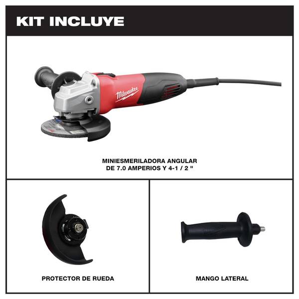 Amoladora Angular Milwaukee 6141-59A De 1250W Para Disco De 4-1/2 Pulgadas - Voltaje 220-240V, Ideal Para Taller