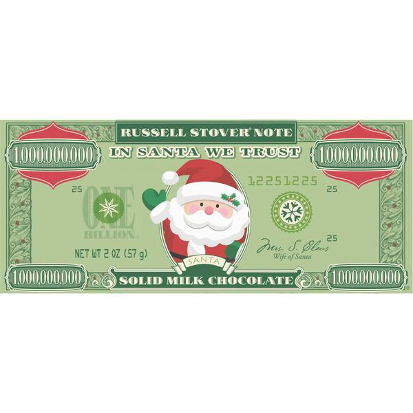 Photo of 2 oz Santa Money Solid Milk Chocolate Candy Bar
