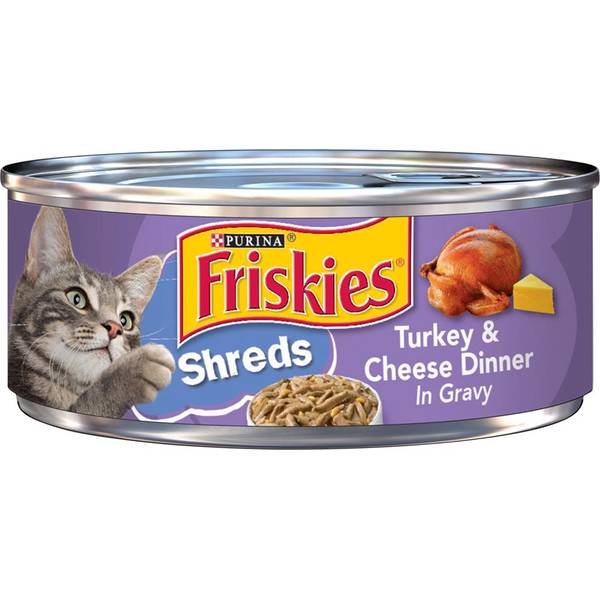 Photo of Shredded Turkey/Cheese Dinner Cat Food, 5.5 oz, Real Turkey Flavor
