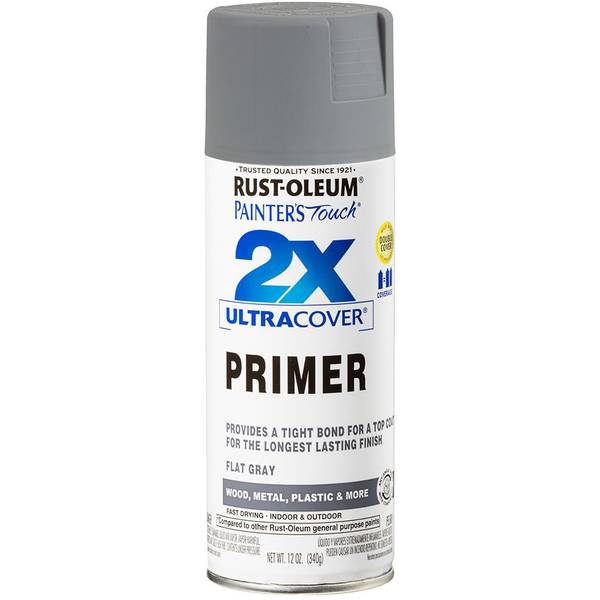 Rust-Oleum 12oz 2x Painter's Touch Ultra Cover Flat Primer Spray Paint Gray
