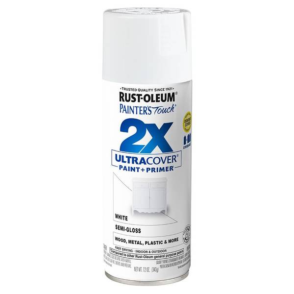 Rust-Oleum 12oz 2x Painter's Touch Ultra Cover Semi Gloss Spray Paint White