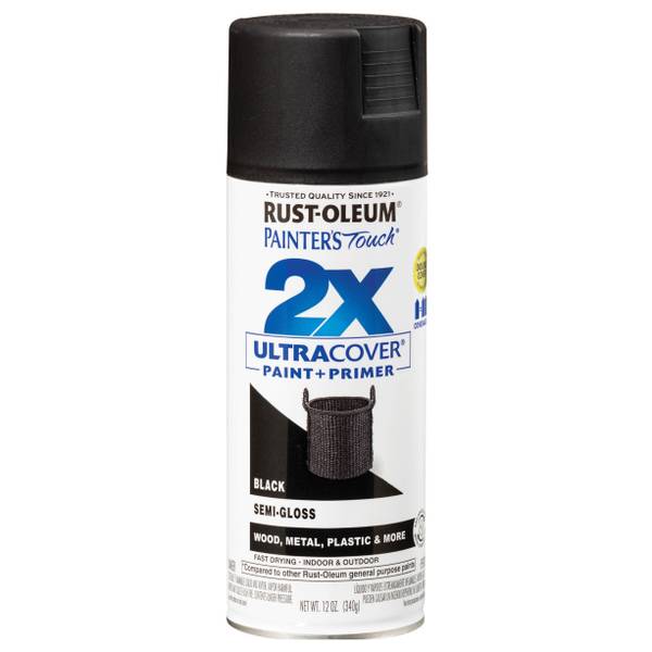 Rust-Oleum 12oz 2x Painter's Touch Ultra Cover Semi-Gloss Spray Paint Black