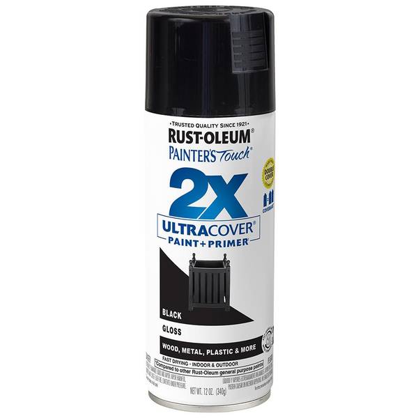 Photo of 12 oz Painter's Touch 2X Ultra Cover Gloss Black Spray Paint & Primer