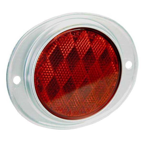 Photo of 3-3/16" Round Red Reflector in Oval Aluminum Housing