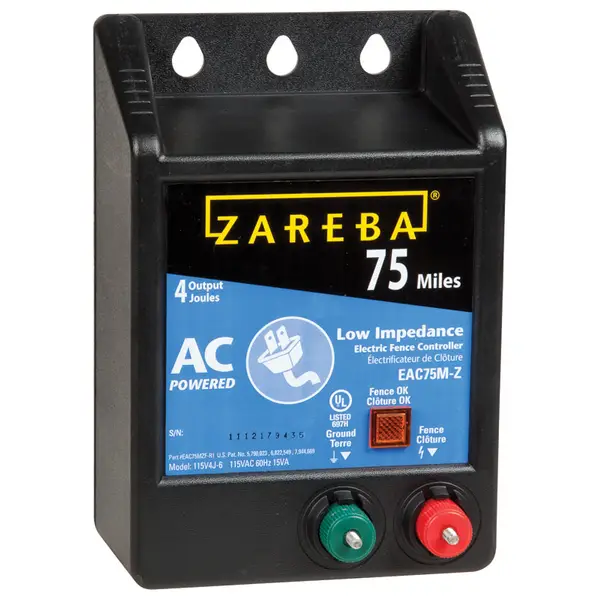 Zareba Eac75M-Z 75-Mile Ac Low Impedance Electric Fence Charger 