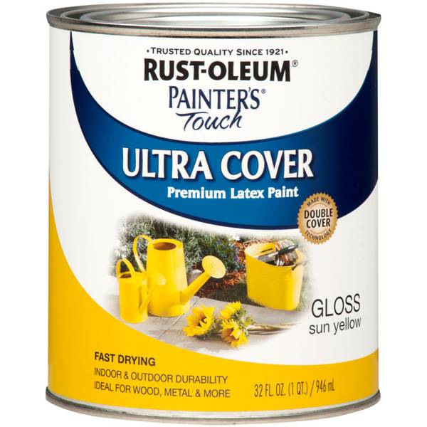 Photo of 1 Qt Painter's Touch Ultra Cover Gloss Sun Yellow Premium Latex Paint
