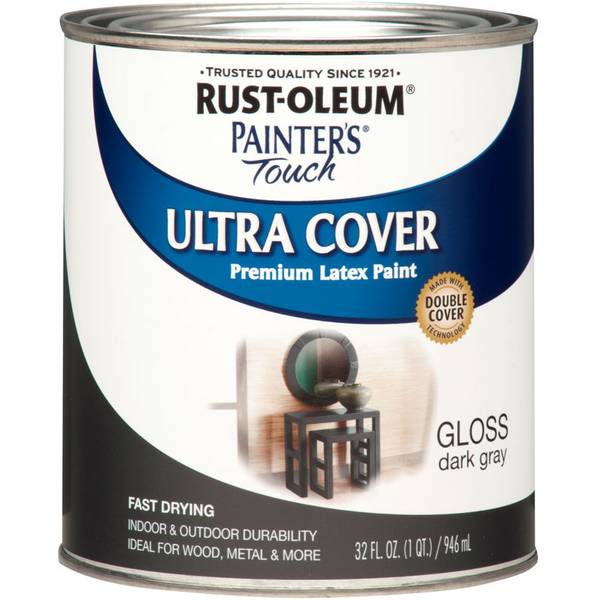 Photo of 1 Qt Painter's Touch Ultra Cover Gloss Dark Gray Premium Latex Paint