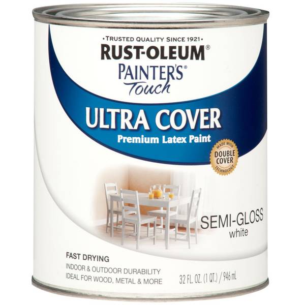 Photo of 1 Qt Painter's Touch Ultra Cover Semi-Gloss White Premium Latex Paint