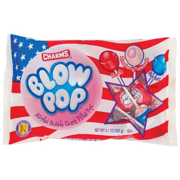 Charms Red White & Blue American Flag Blow Pops - 2465 | Blain's Farm ...